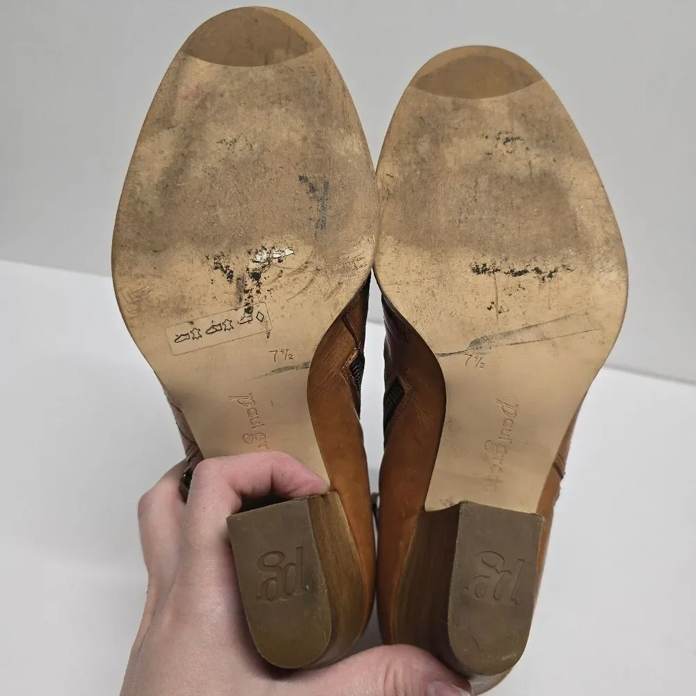 Paul Green Malibu Sliced Zip Bootie Tan Brown Leather US 10